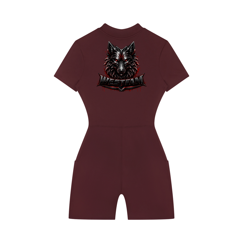 Women's Quarter-Zip Short Sleeve Romper