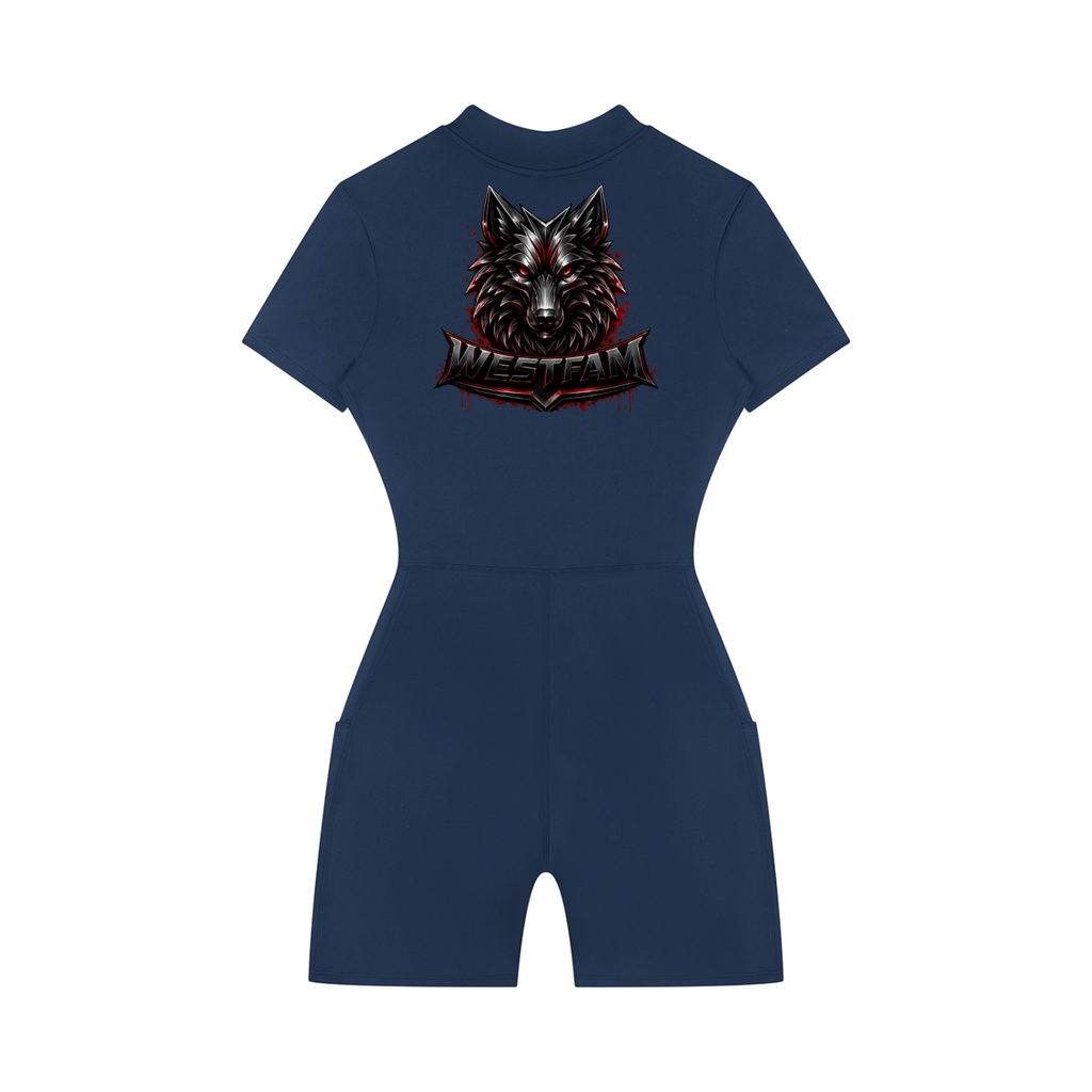 Women's Quarter-Zip Short Sleeve Romper
