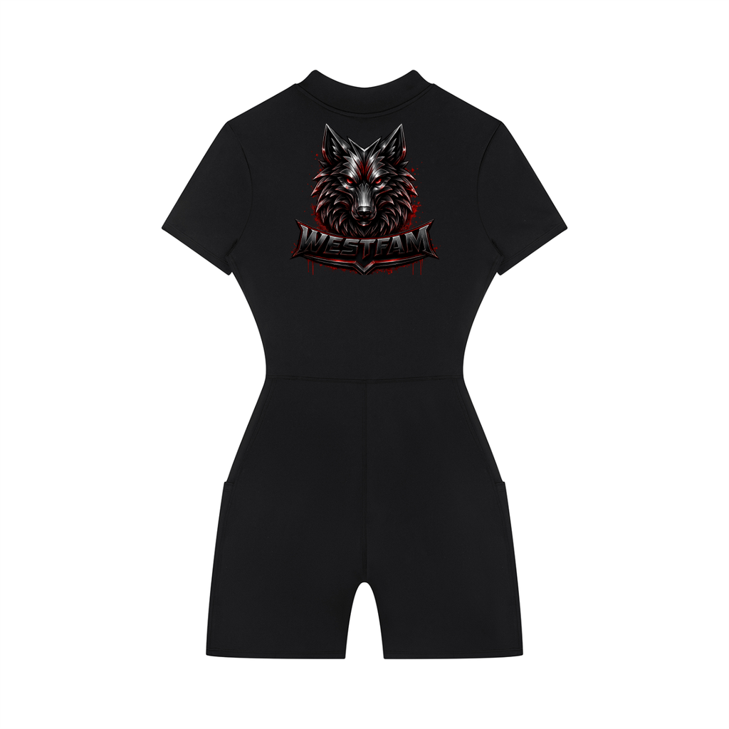 Women's Quarter-Zip Short Sleeve Romper