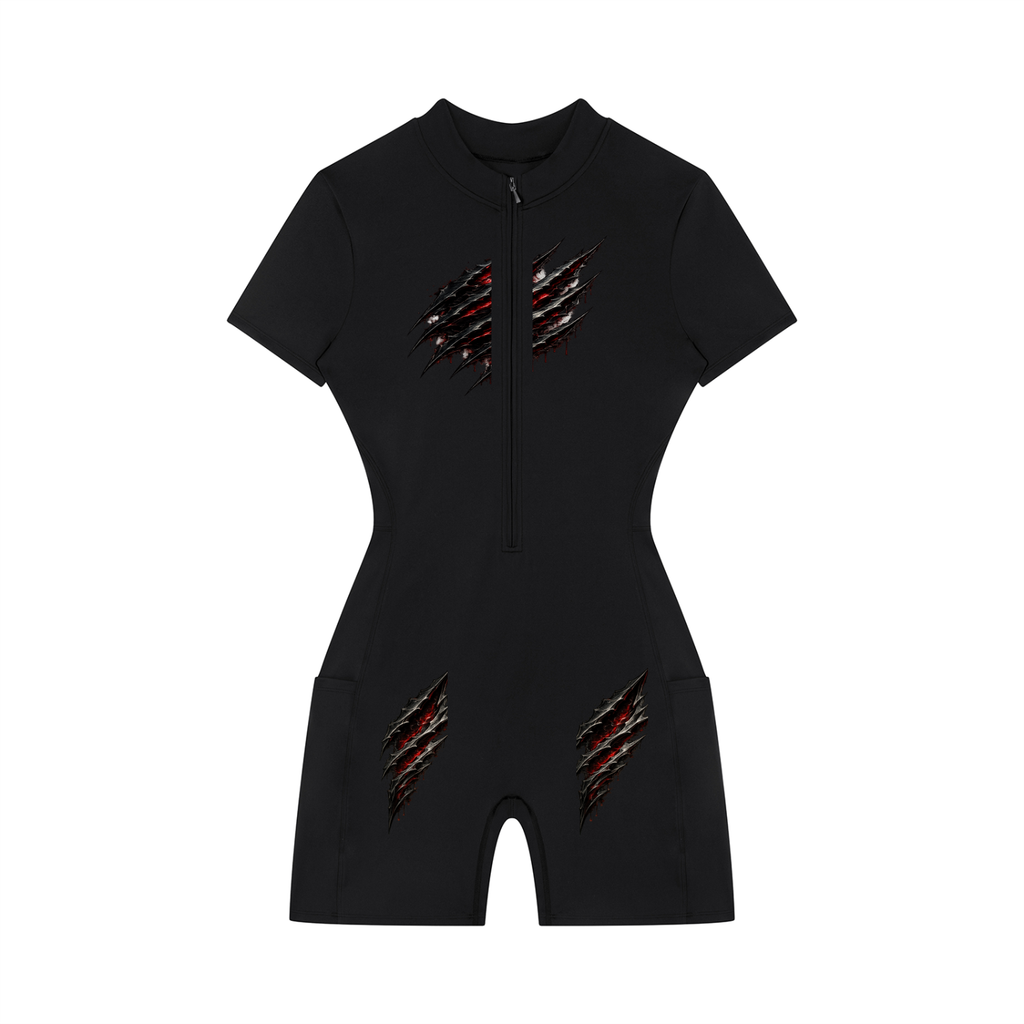 Women's Quarter-Zip Short Sleeve Romper